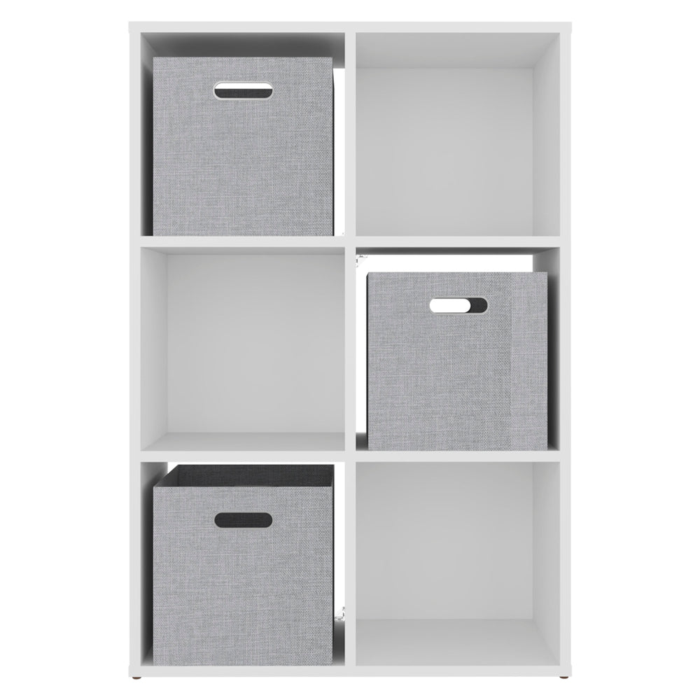 Sitka Cubic Storage Organizer with Open Display Cubbies and Fabric Storage Bins for Living Room Organization – Modular Cube Storage