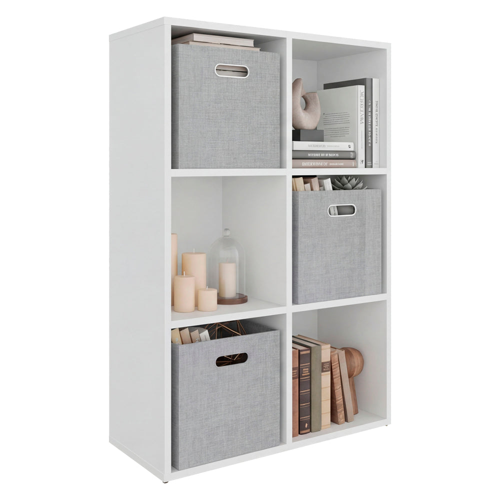 Sitka Cubic Storage Organizer with Open Display Cubbies and Fabric Storage Bins for Living Room Organization – Durable Construction