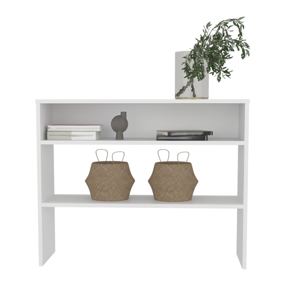 39-Inch Saxman Library Writing Desk with 2 Open Shelves – Space-Saving Design