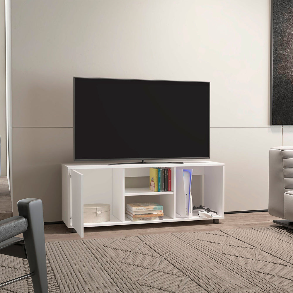 51-Inch Penndel TV Stand with Single Door and 4 Open Shelves – Open Display Shelving