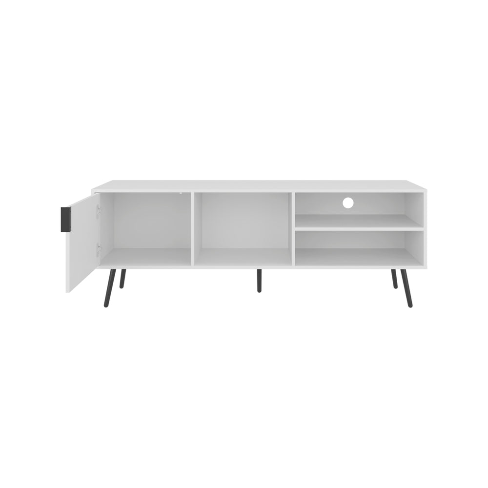 63-Inch Ekwok TV Stand with Single Door and 3 Open Shelves – Flexible Media Organization