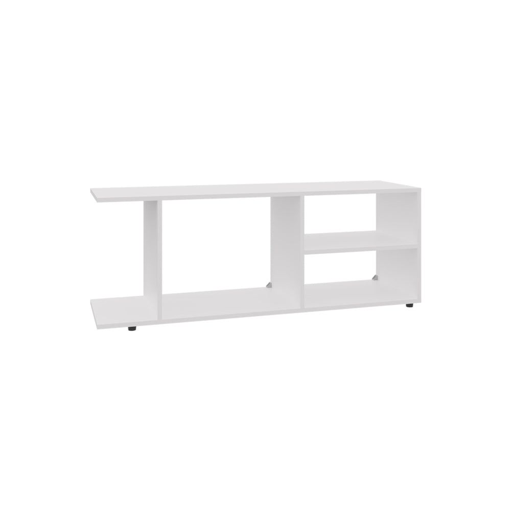 47-Inch Sudley Entertainment Center with 4 Open Shelves – Raised Leg Design
