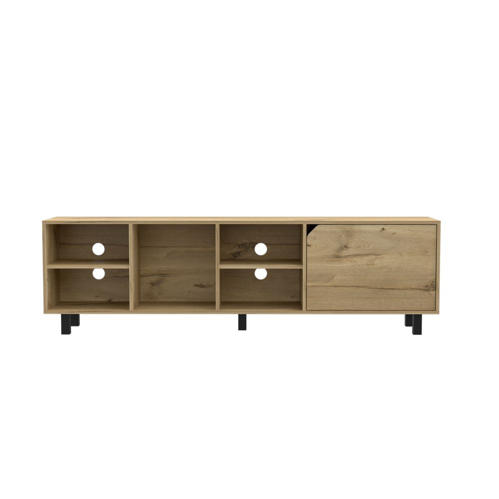 71-Inch Conquest TV Stand with 4 Open Shelves – Wide TV Stand Footprint