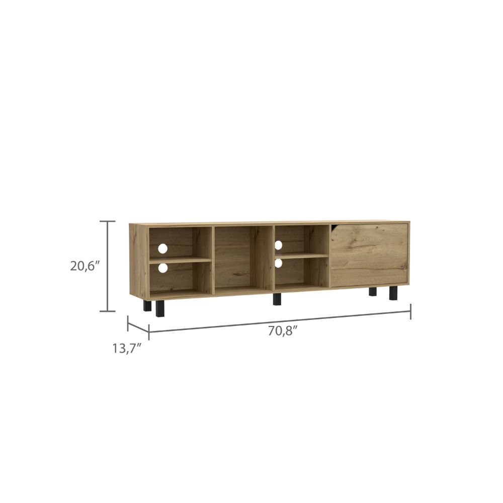 71-Inch Conquest TV Stand with 4 Open Shelves – Durable Construction