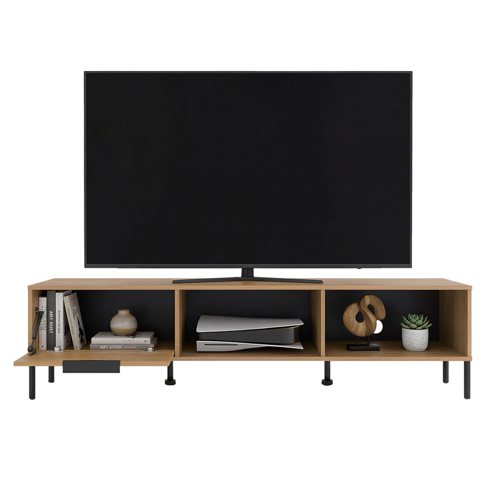 Elroy Long TV Stand with a Storage Drawer and Open Shelving for TVs up to 85 Inches – Fits Large TVs