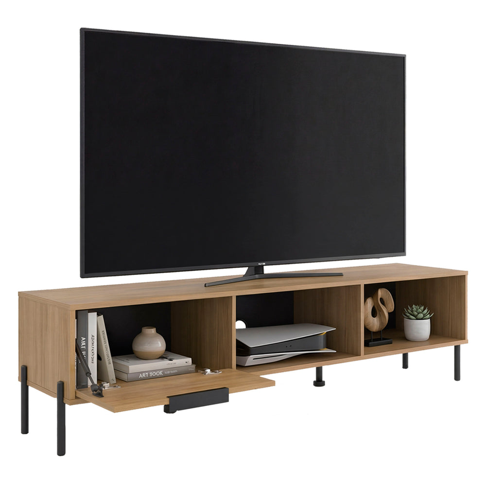 Elroy Long TV Stand with a Storage Drawer and Open Shelving for TVs up to 85 Inches – Easy Assembly