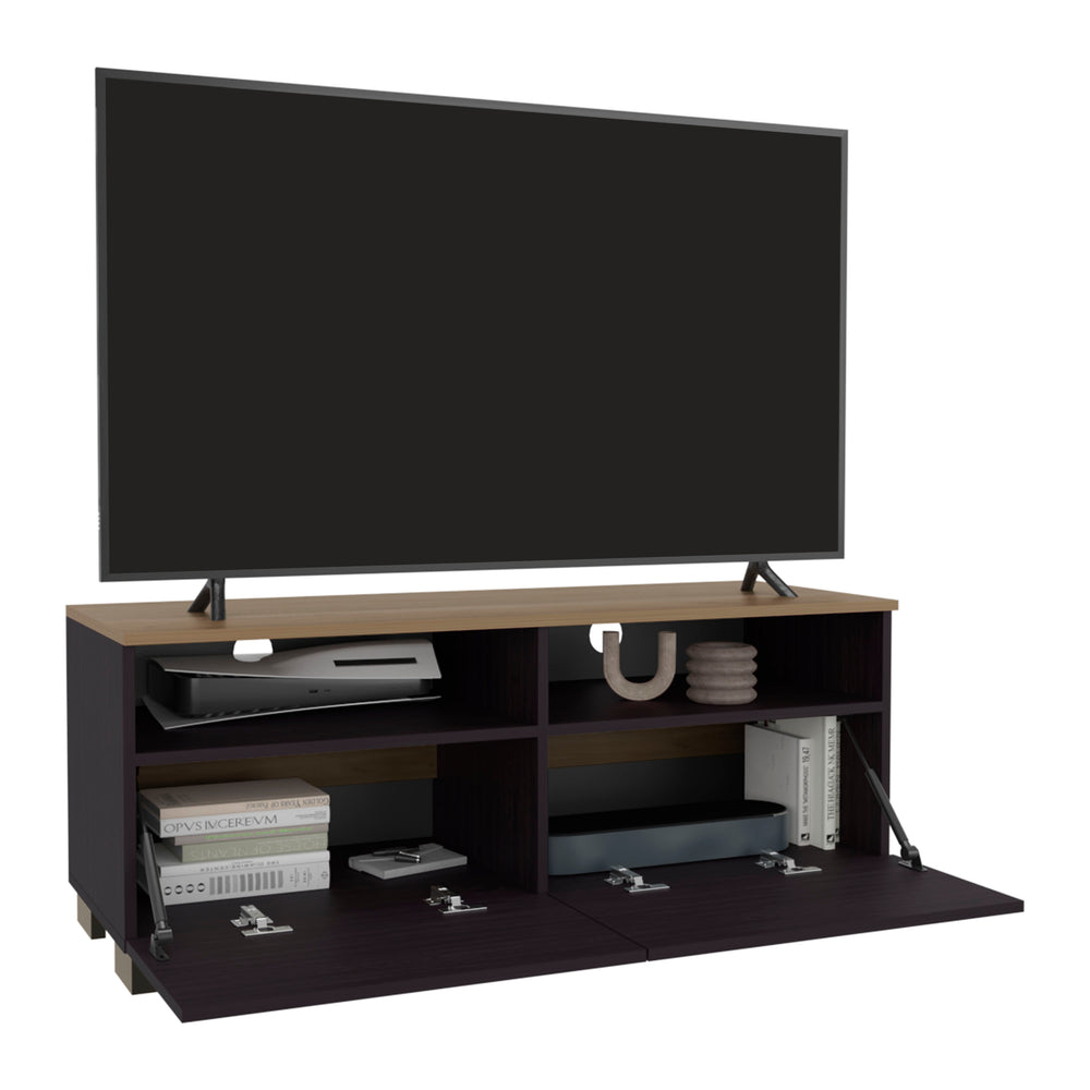 44-Inch Wrens TV Stand with Double Door and 2 Open Shelves – Concealed Cabinet Storage