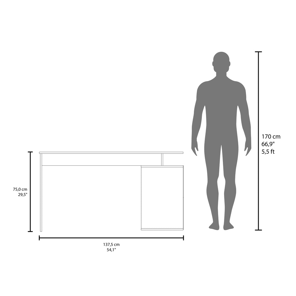 51-Inch Neilton L-Shaped Computer Desk with 3-Drawer and 2 Open Shelves – Open Shelving Storage