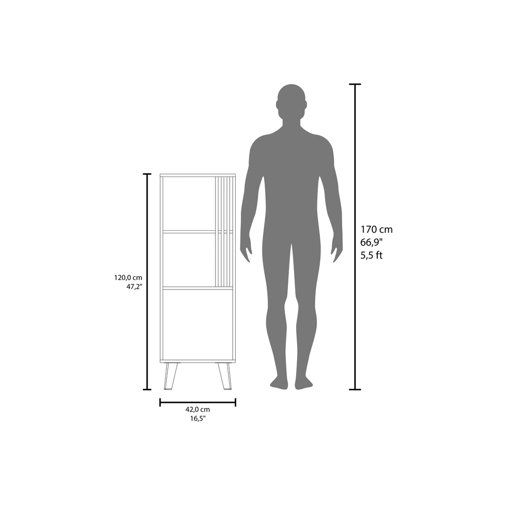 16-Inch Orrin Storage Cabinet with Single Door and 2 Open Shelves – Durable Construction