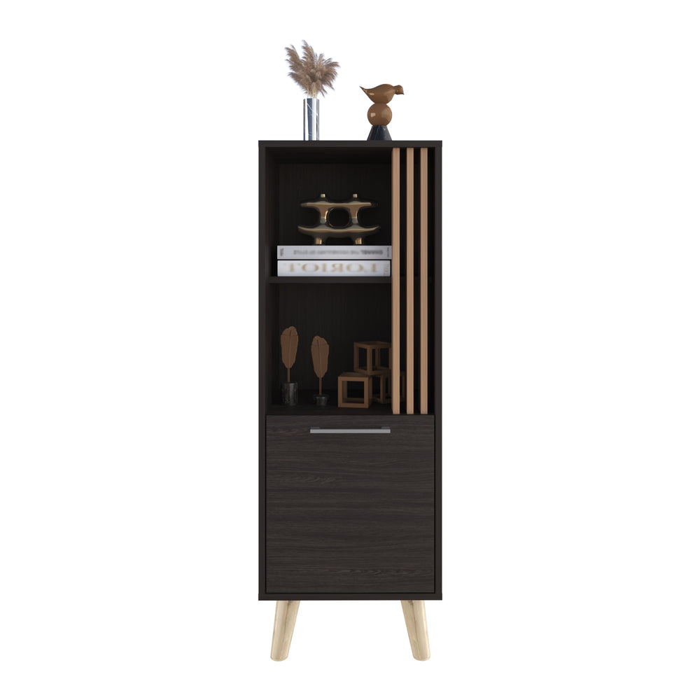 16-Inch Orrin Storage Cabinet with Single Door and 2 Open Shelves – Reliable Support