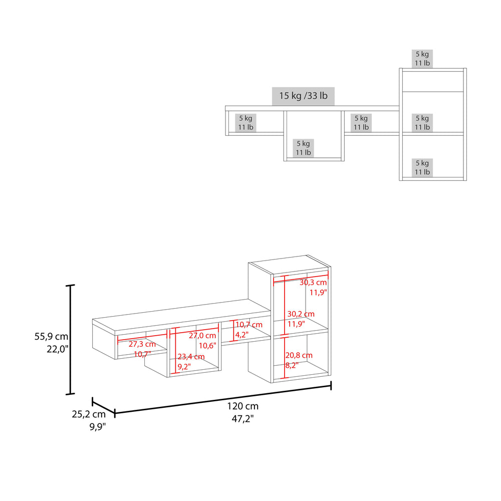 47-Inch Norman Furniture with 7 Open Shelves – Multi-Level Display Spots