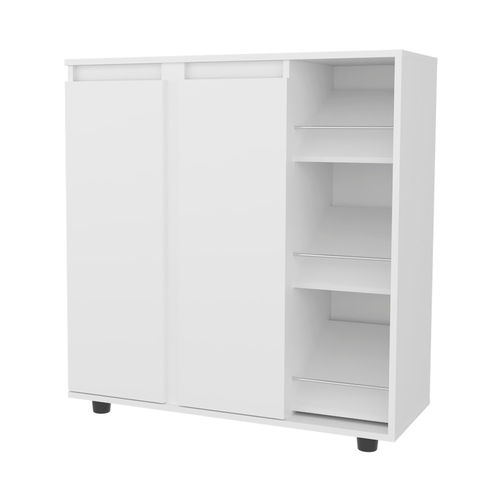 34-Inch Flippin Shoe Storage Cabinet with Double Door and 4 Open Shelves – Full Interior Shelving