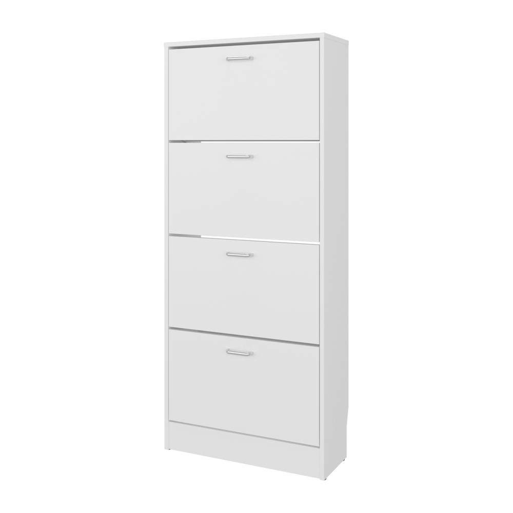 25-Inch Kobuk 4 Shoe Storage Cabinet with 4 Open Shelves – One-Motion Access
