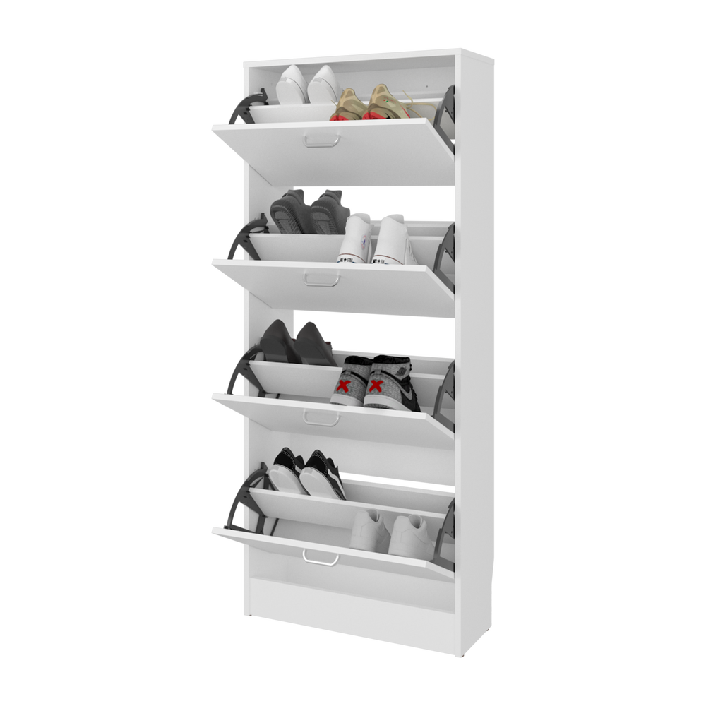 25-Inch Kobuk 4 Shoe Storage Cabinet with 4 Open Shelves – Sturdy Engineered Wood Build