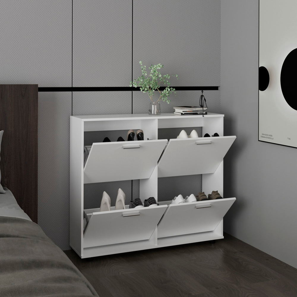 43-Inch Parc Shoe Storage Cabinet with 4 Open Shelves – Concealed Shoe Storage