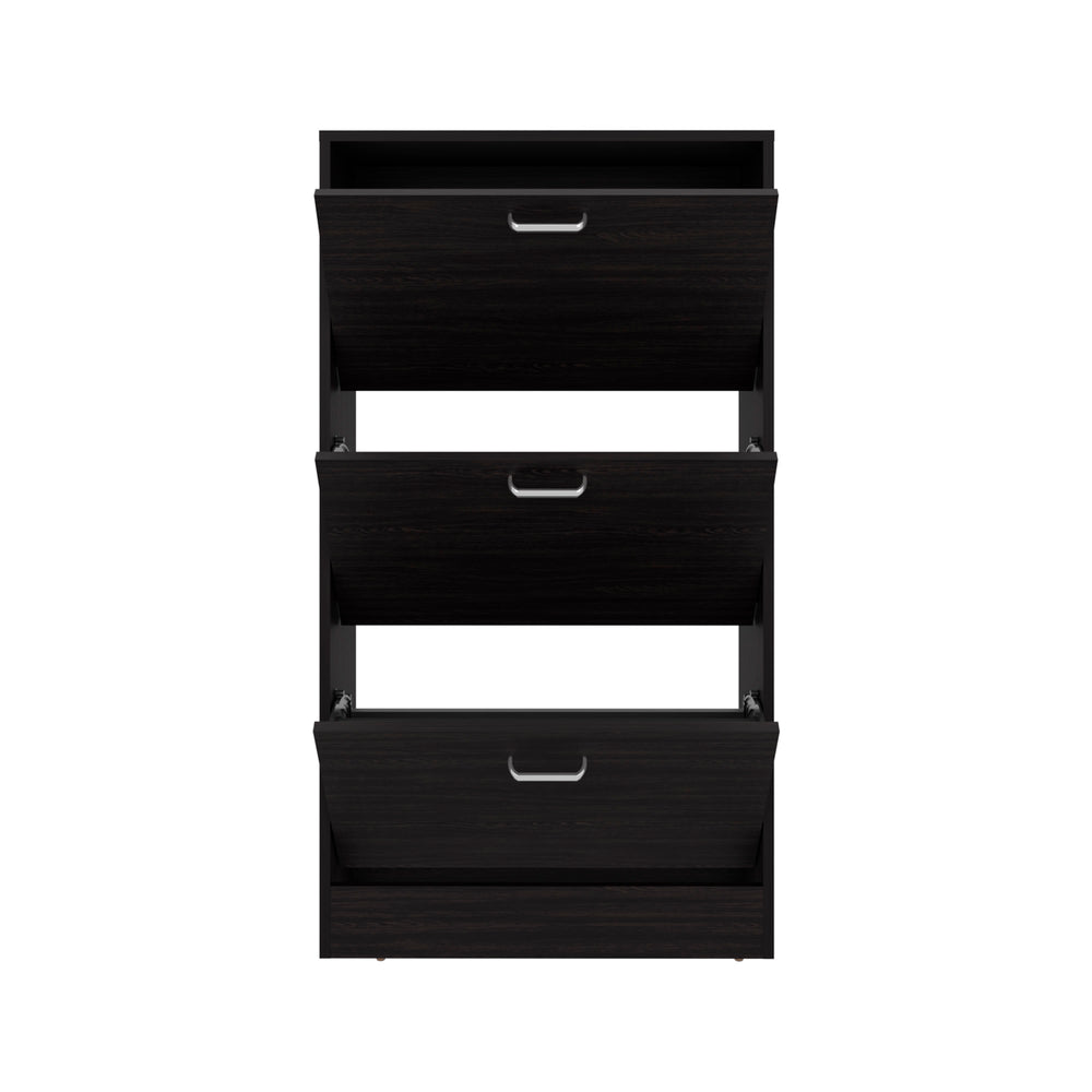 25-Inch Crocker Shoe Storage Cabinet with 3 Open Shelves – Adjustable Interior Shelving