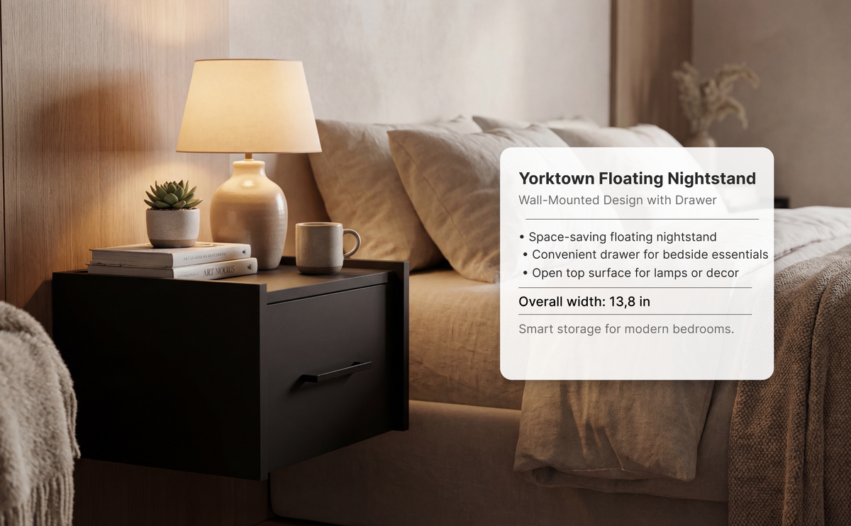 14-Inch Yorktown Nightstand with Wall-Mounted – A+ 1