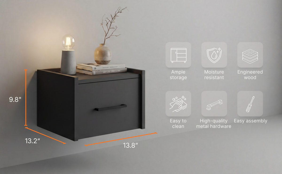 14-Inch Yorktown Nightstand with Wall-Mounted – A+ 3