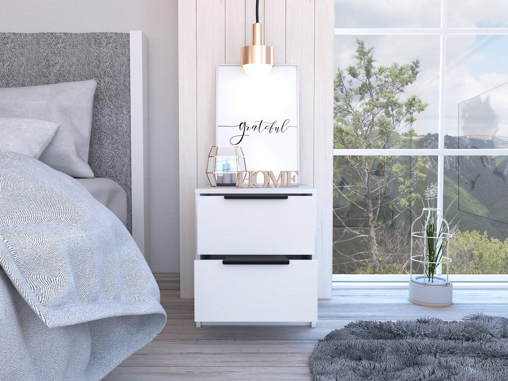 16-Inch Egeo Nightstand with 2-Drawer – White Finish