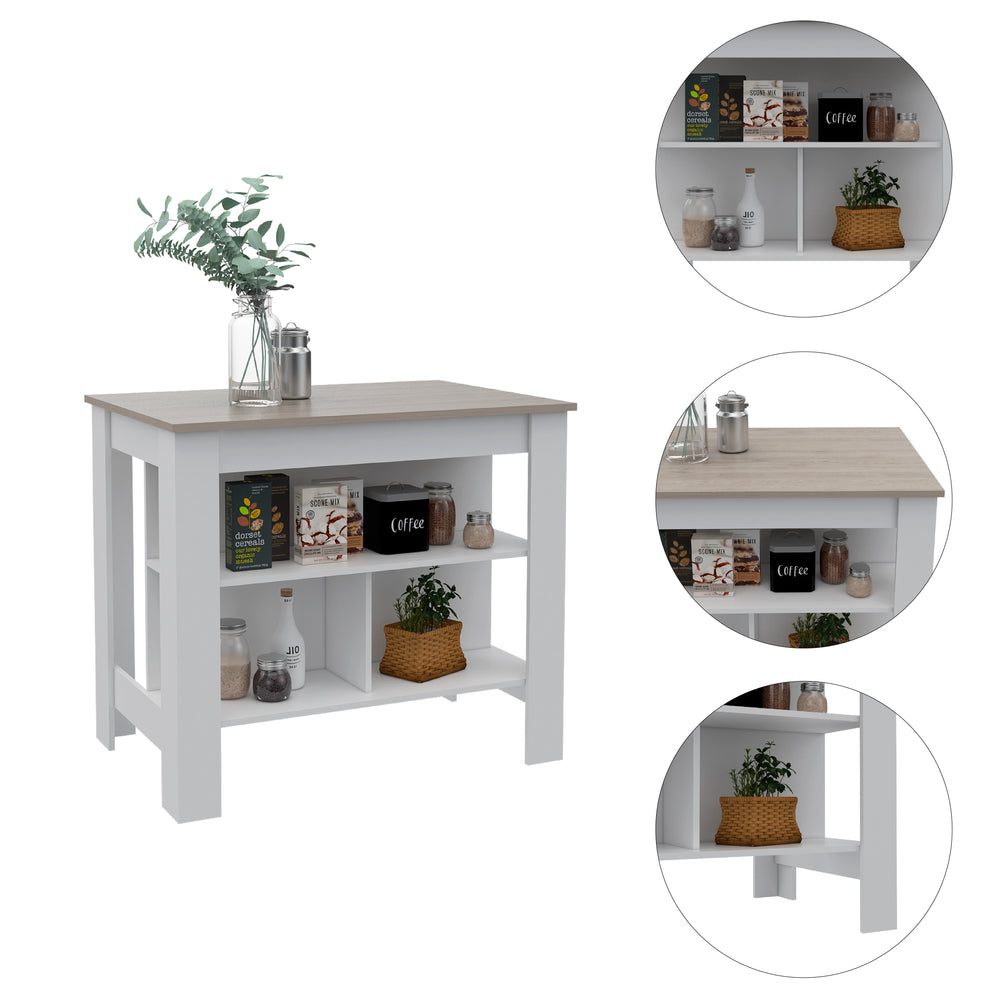 40-Inch Antibacterial Delos Kitchen Island – Open Shelving