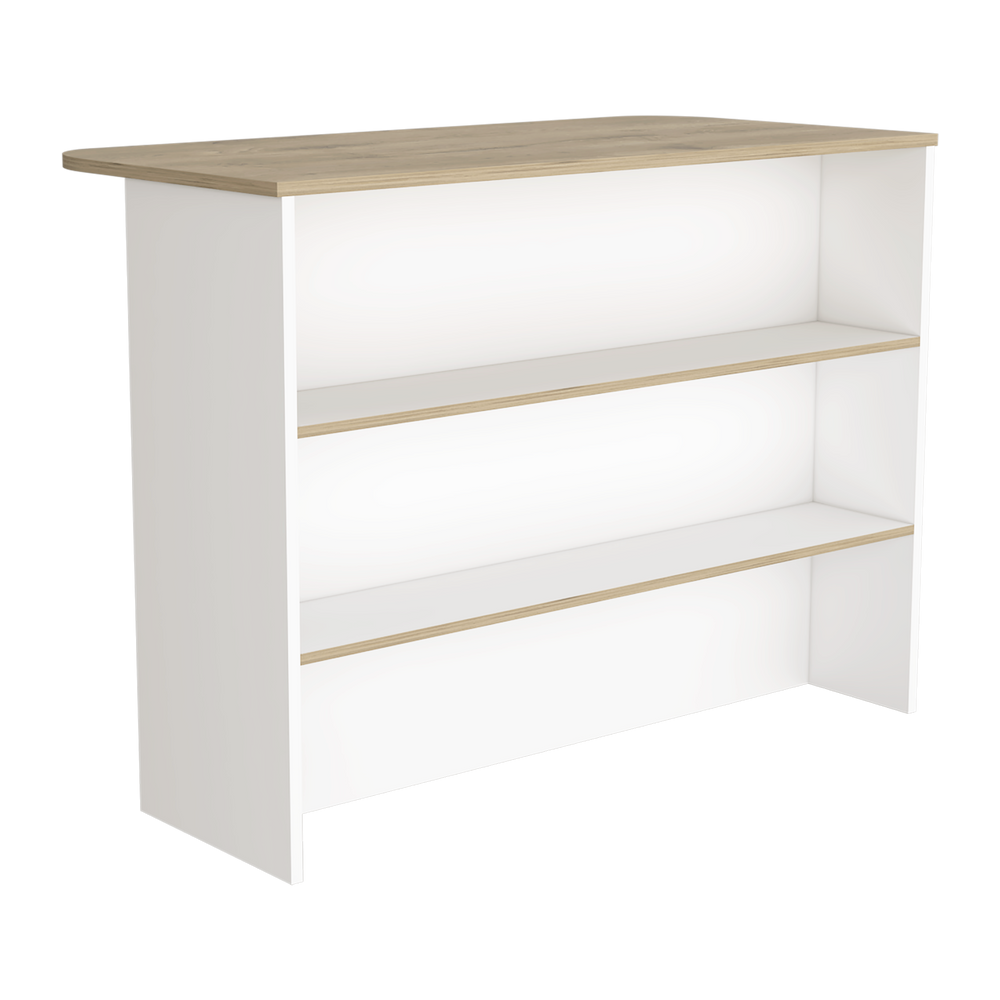 47-Inch Britton Kitchen Island – White / Light Pine Finish