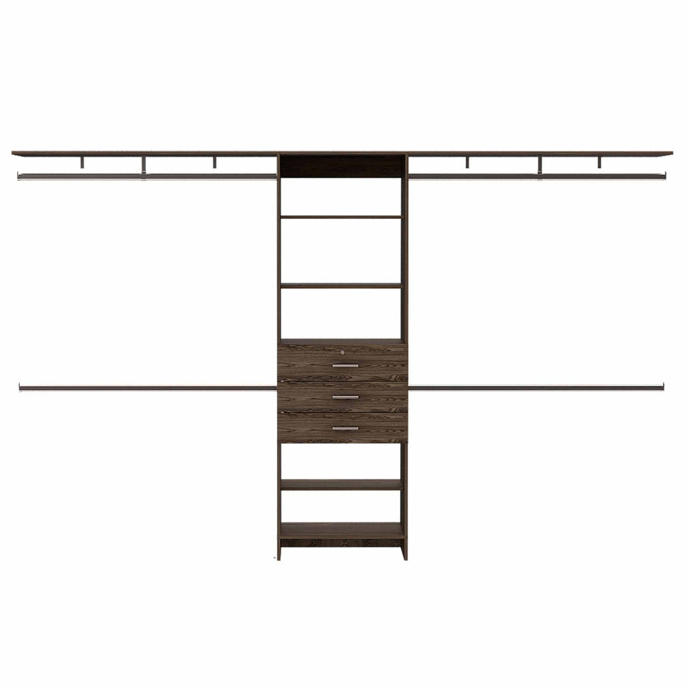 118-Inch Zamora Closet Organizer with 3-Drawer and 5 Open Shelves – Sturdy Wall-Mounted Build