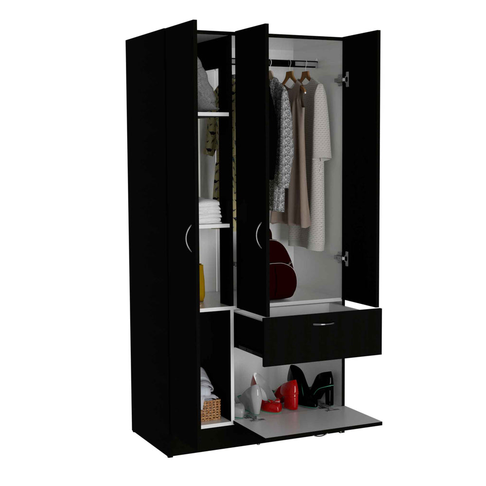 32-Inch Cartagena Armoire with 1-Drawer and Double Door – Sturdy Two-Tone Build