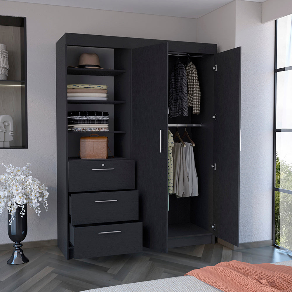 59-Inch Laurel Three-Tier Armoire – Interior Hanging Rods
