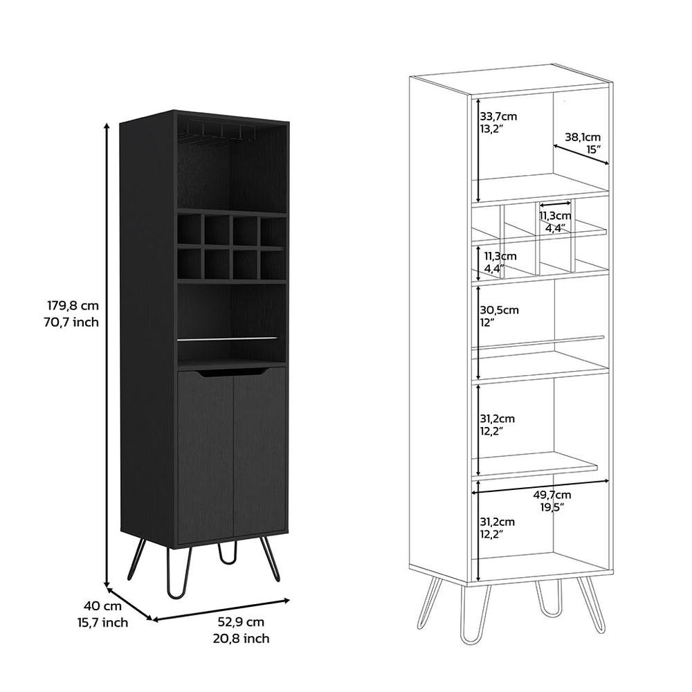 21-Inch Zamna H Storage Cabinet with Wine Rack and Double Door – Sturdy Metal Legs
