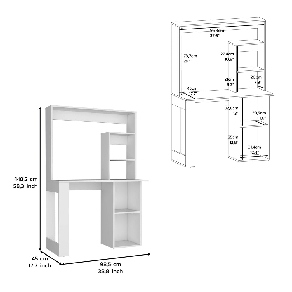 39-Inch Ethel Computer Desk – Side Storage Tower