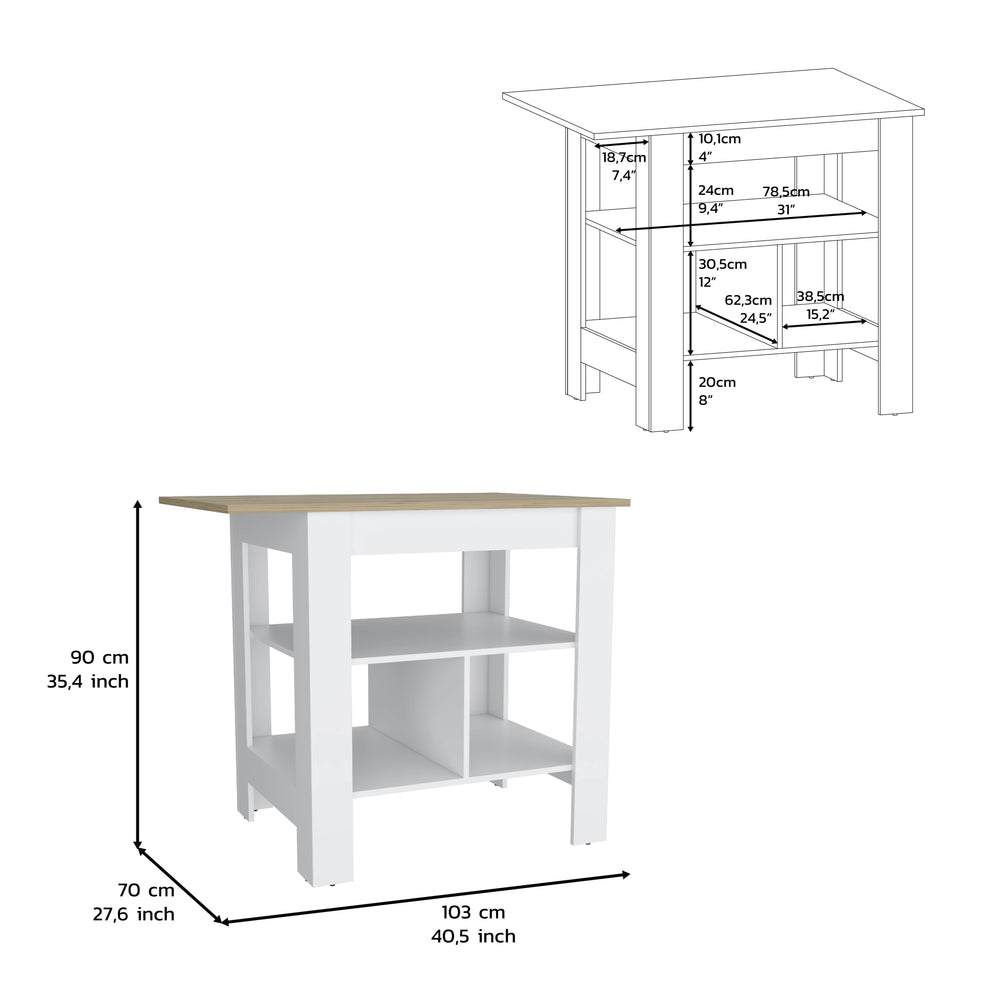 40-Inch Finley Kitchen Island – Open Shelving on Both Sides