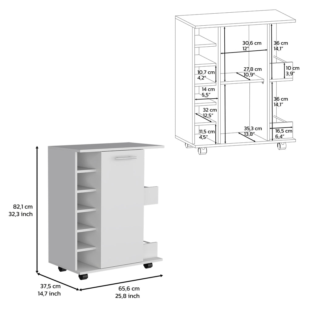 26-Inch Selden Bar Cart with Casters – Smooth-Rolling Casters