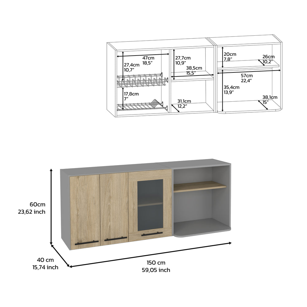 59-Inch Blade Wall Cabinet with Double Door – Wall-Mounted Design