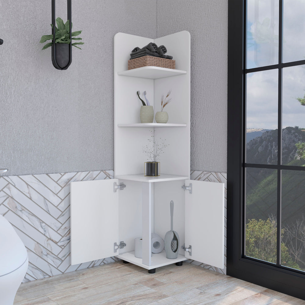 14-Inch Vestal Tall Storage Cabinet – Open Display Shelving