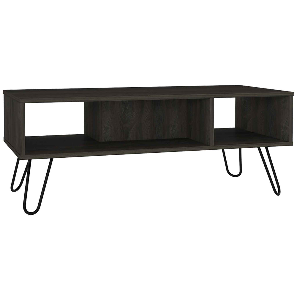 Vassel Coffee Table with 2 Open Shelves – Rich Espresso Finish