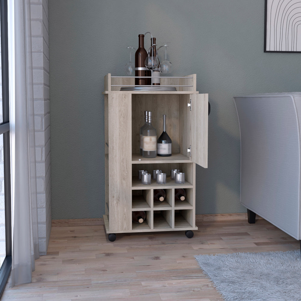22-Inch Fraser Bar Cart with Wine Rack and Casters – Guarded Serving Top
