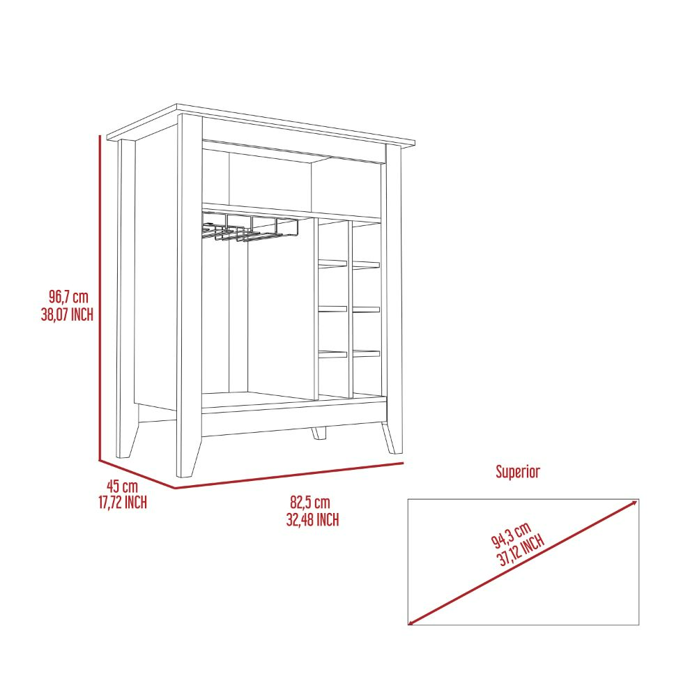 32-Inch Mojito Bar Cabinet with Wine Rack – Dedicated Wine Bottle Rack