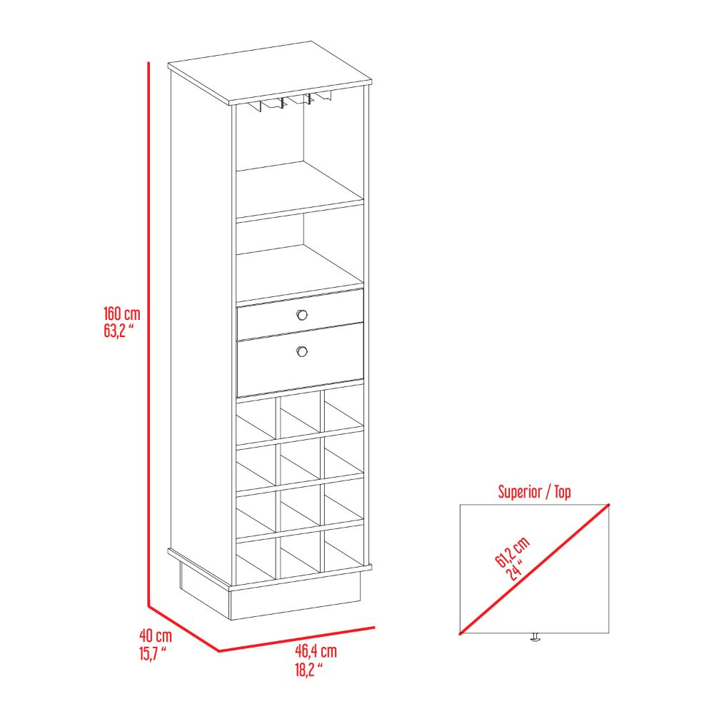18-Inch Zircon Bar Cabinet with Wine Rack and 2-Drawer – Storage Drawers