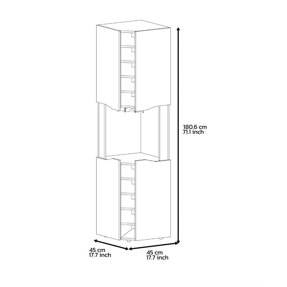 18-Inch Mecca Corner Bar Cabinet with Wine Rack – Open Center Display Shelf