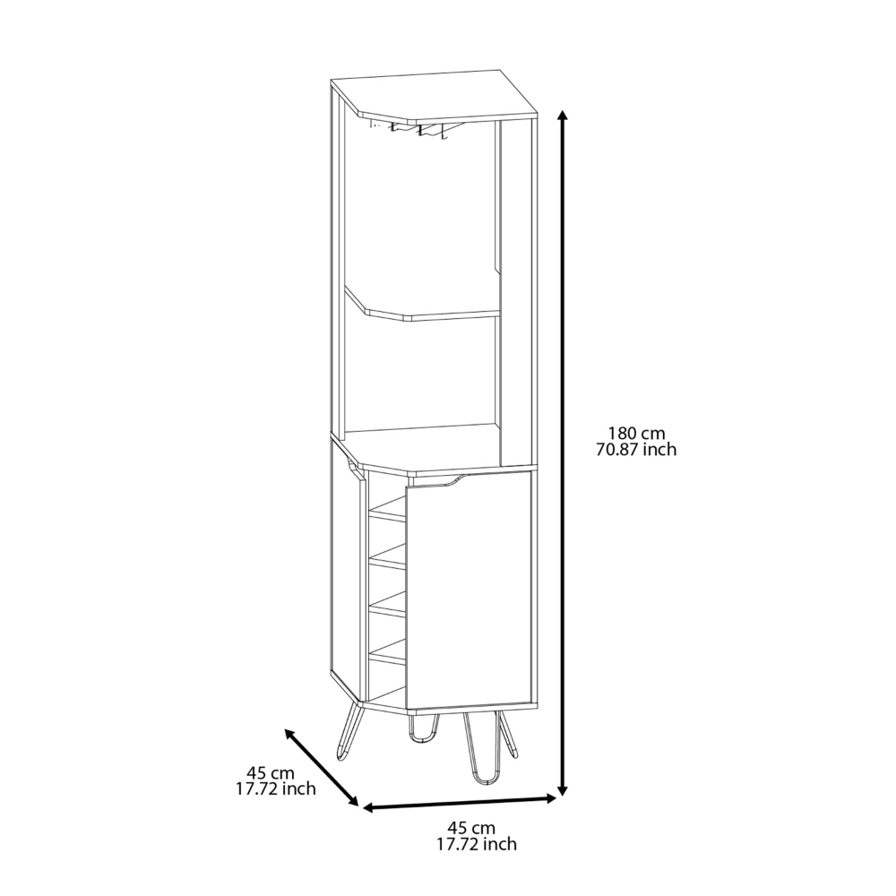 18-Inch Bursan Storage Cabinet with Wine Rack and 2 Open Shelves – Open Display Shelving