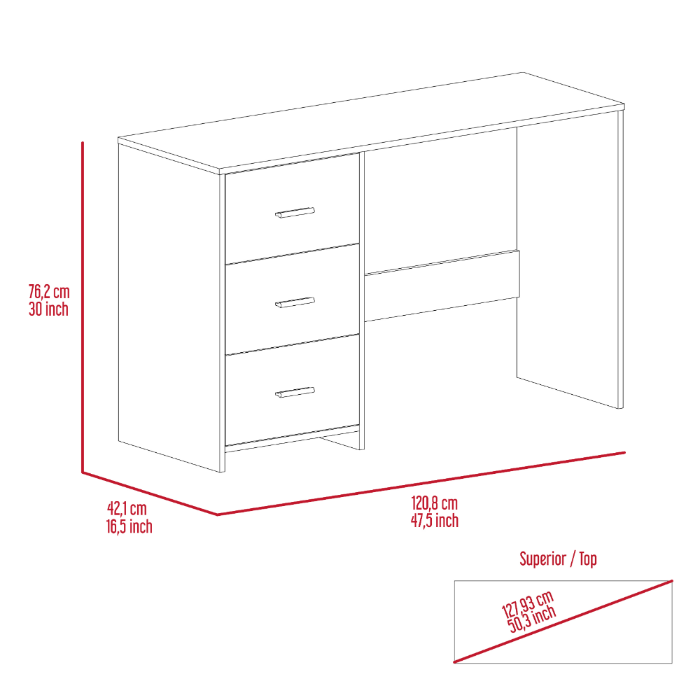 48-Inch Azalea Writing Desk with 3-Drawer – Durable Construction