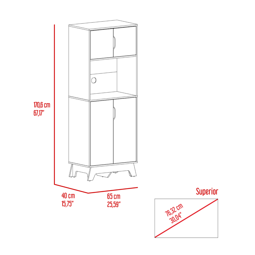 26-Inch Dahoon Microwave Pantry Cabinet with Double Door – Durable Construction