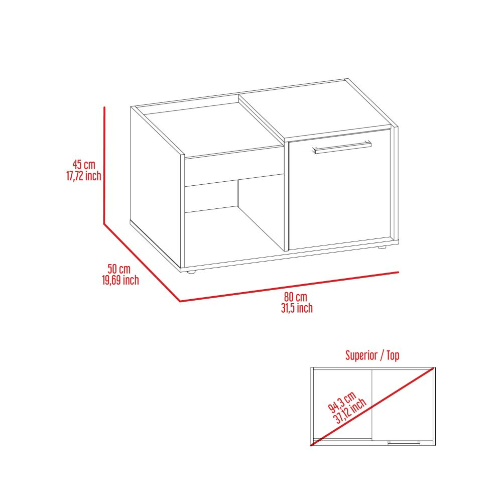32-Inch Ambar Coffee Table with Single Door – Durable Construction