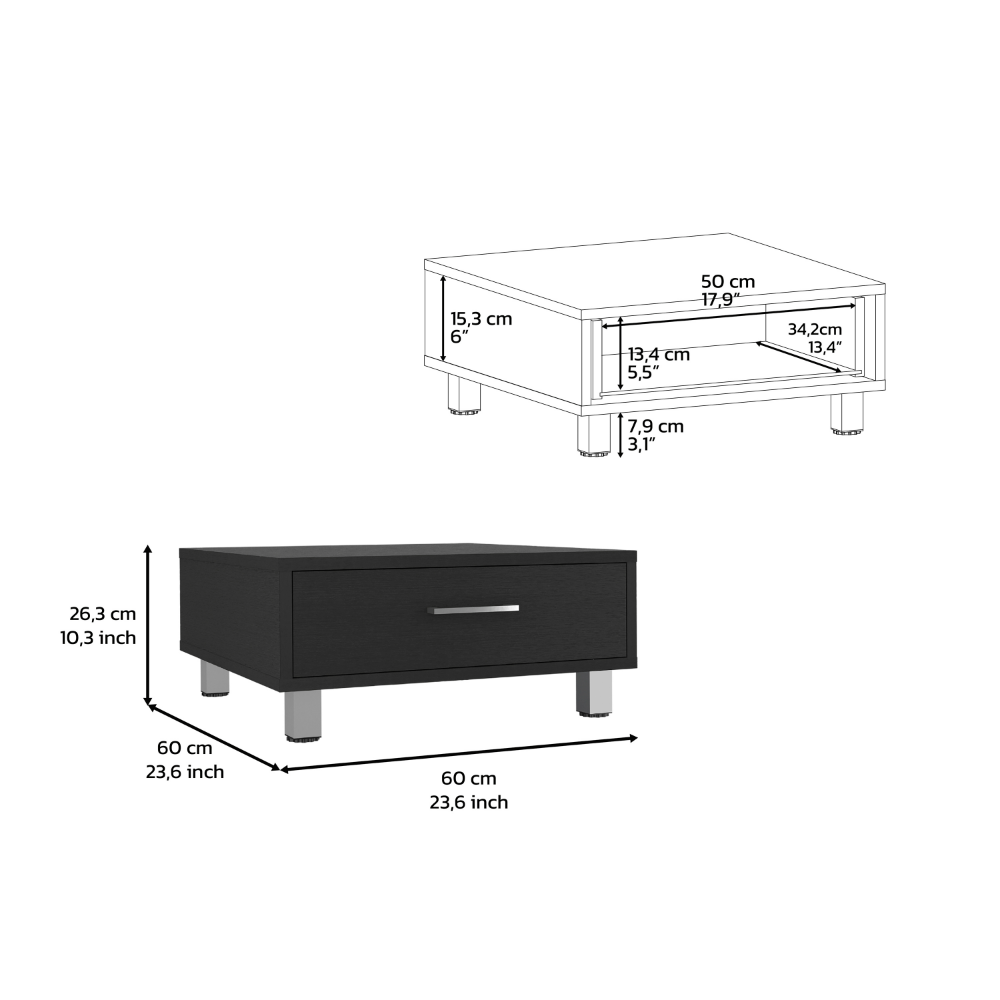 24-Inch Athens Coffee Table with 1-Drawer – Spacious Tabletop