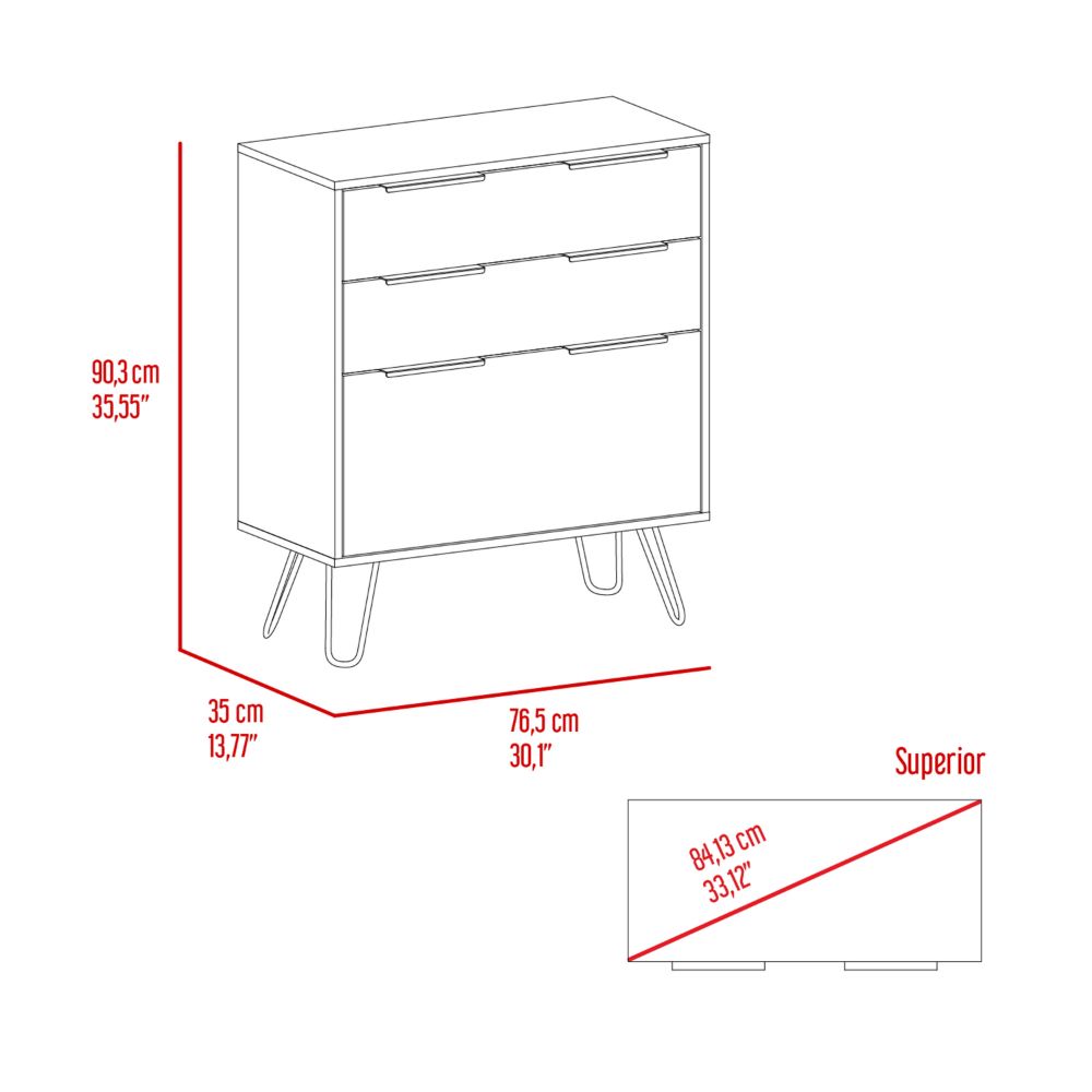30-Inch Begonia Dresser with 3-Drawer – Durable Construction