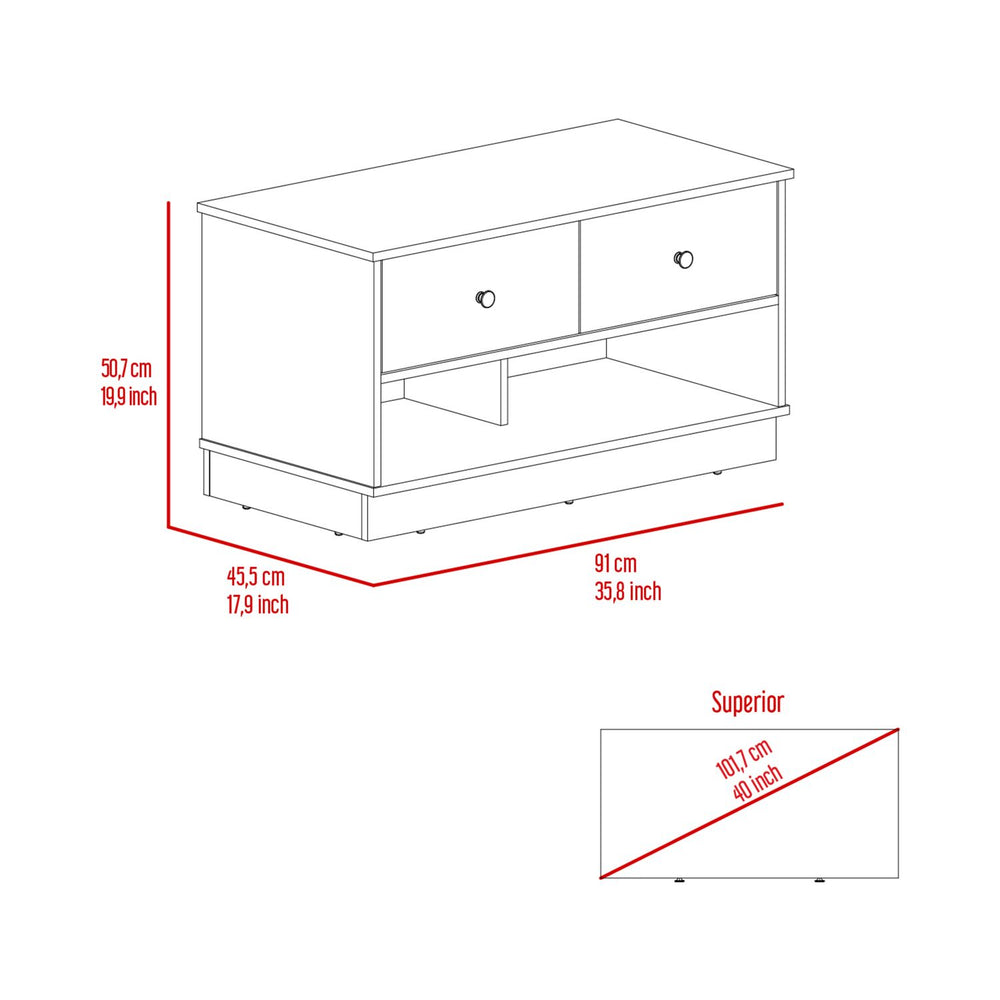 36-Inch Uranus Furniture with 2-Drawer and 2 Open Shelves – Sturdy Seating Surface
