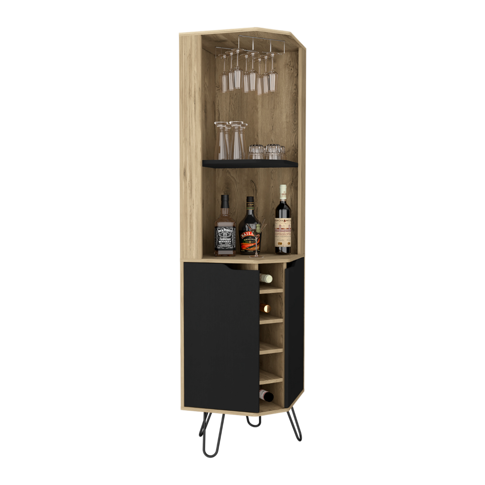 18-Inch Bursan Storage Cabinet with Wine Rack and 2 Open Shelves – Corner Bar Cabinet