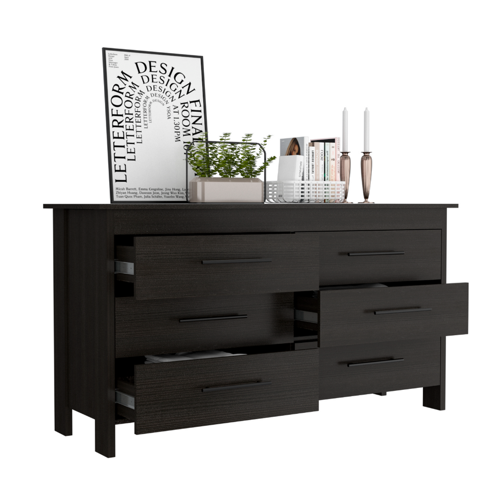 59-Inch Paris Dresser with 6-Drawer – Sturdy Black Build