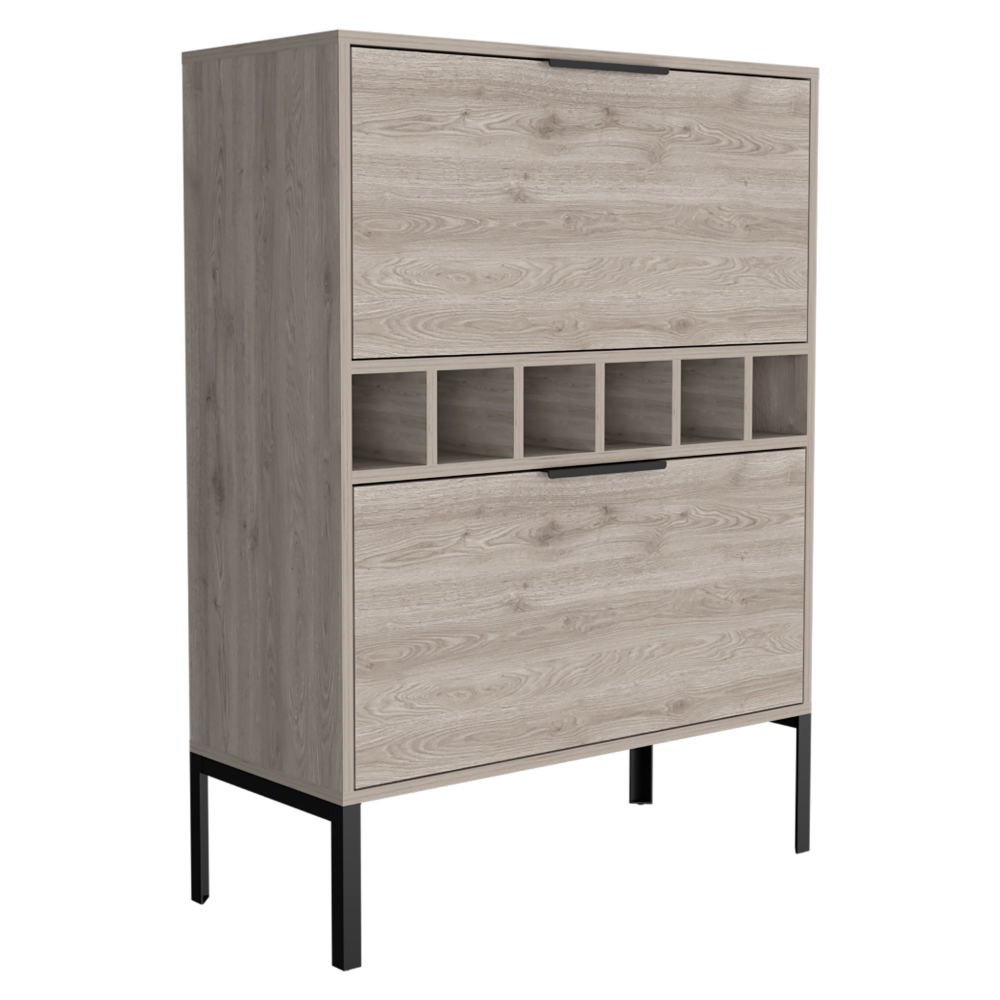 31-Inch Staten Bar Cabinet with Wine Rack and Double Door – Light Gray Finish