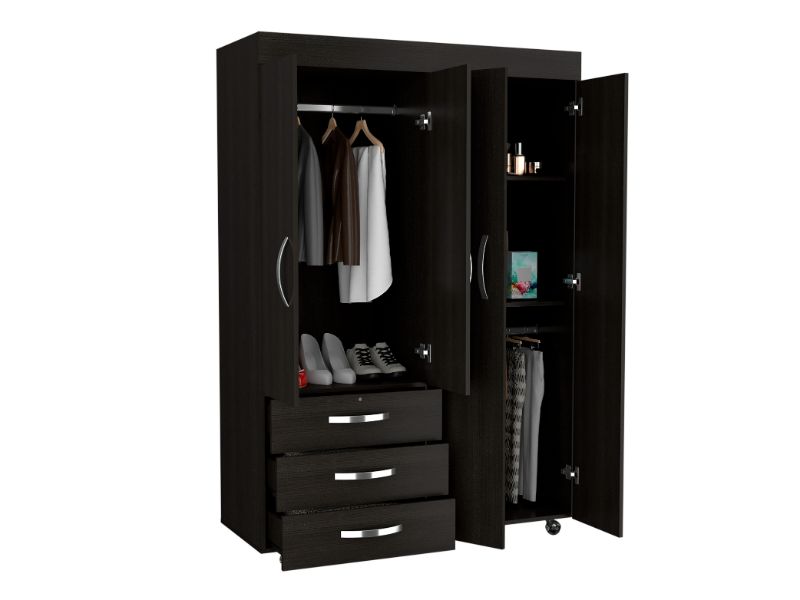 47-Inch Hamilton Mobile Armoire with 3-Drawer and Double Door – Sturdy Build